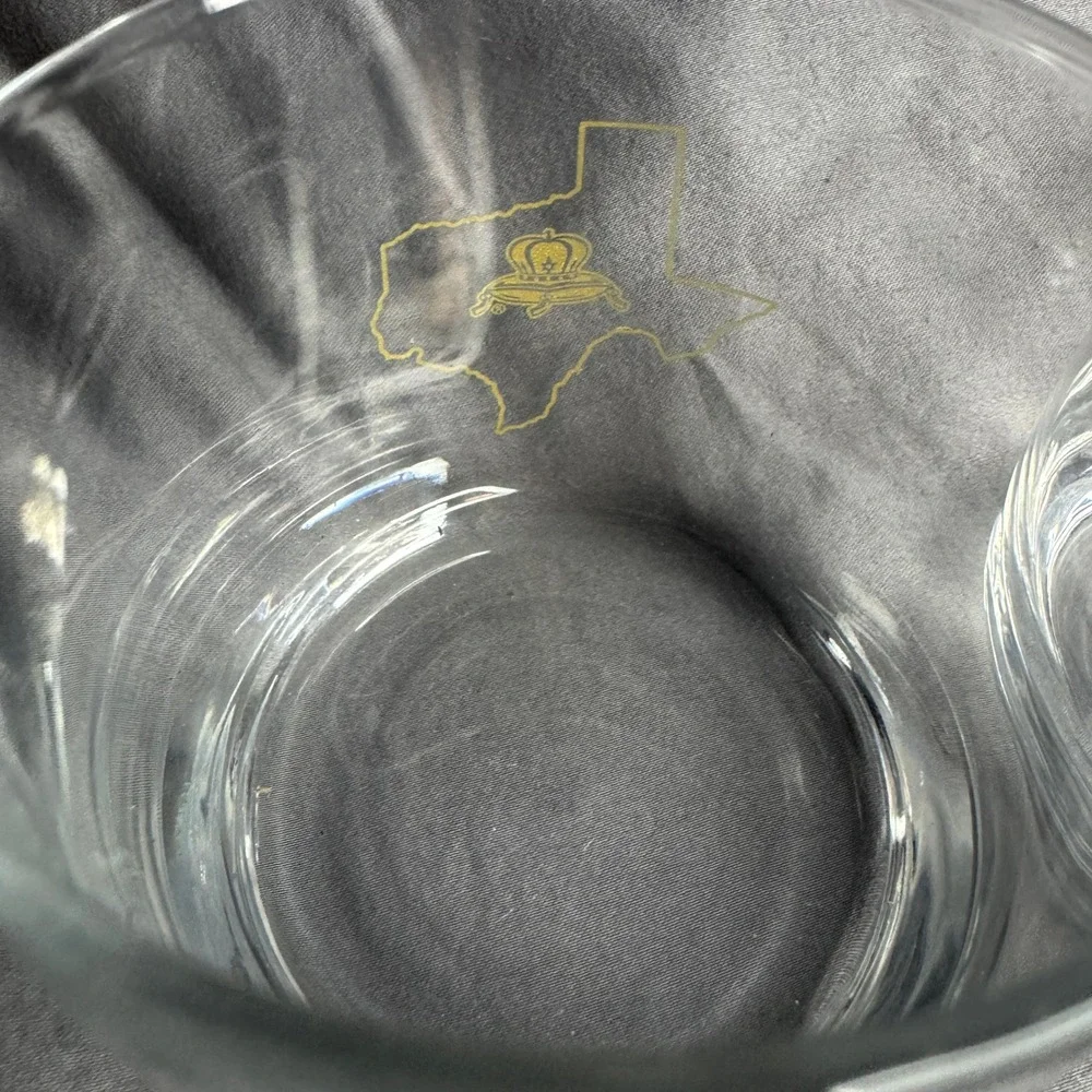 Set of 2 Texas Map‎ Crown Whiskey Rocks Glasses